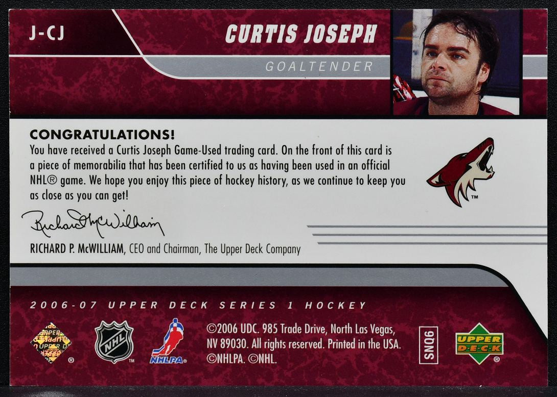 2006-07 Upper Deck Series 1 UD Game Jersey Curtis Joseph J-CJ Jersey 9347
