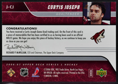 2006-07 Upper Deck Series 1 UD Game Jersey Curtis Joseph J-CJ Jersey 9347