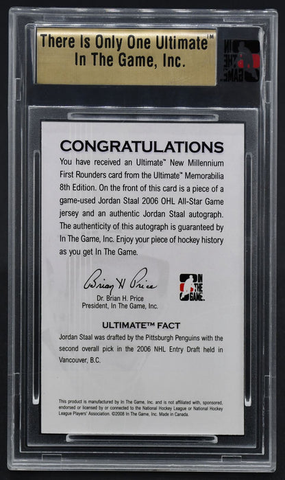 2007-08 ITG 8th New Millennium First Rounders Jordan Staal Auto 01/40 Jersey