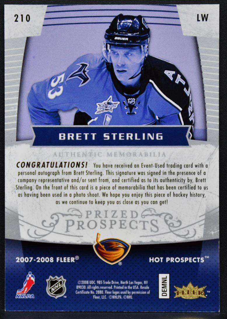 2007-08 Fleer Hot Prospects Prized Sterling Thrashers RC Auto 068/399 Patch 0423