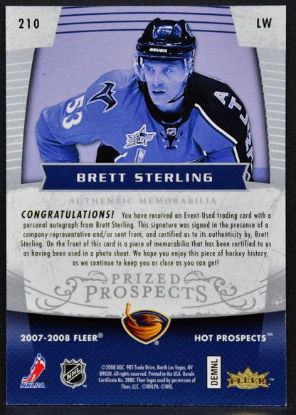 2007-08 Fleer Hot Prospects Prized Sterling Thrashers RC Auto 068/399 Patch 0423