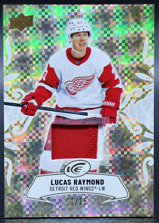 2024-25 UD Ice Lucas Raymond 94 Detroit Red Wings 10/25 Patch
