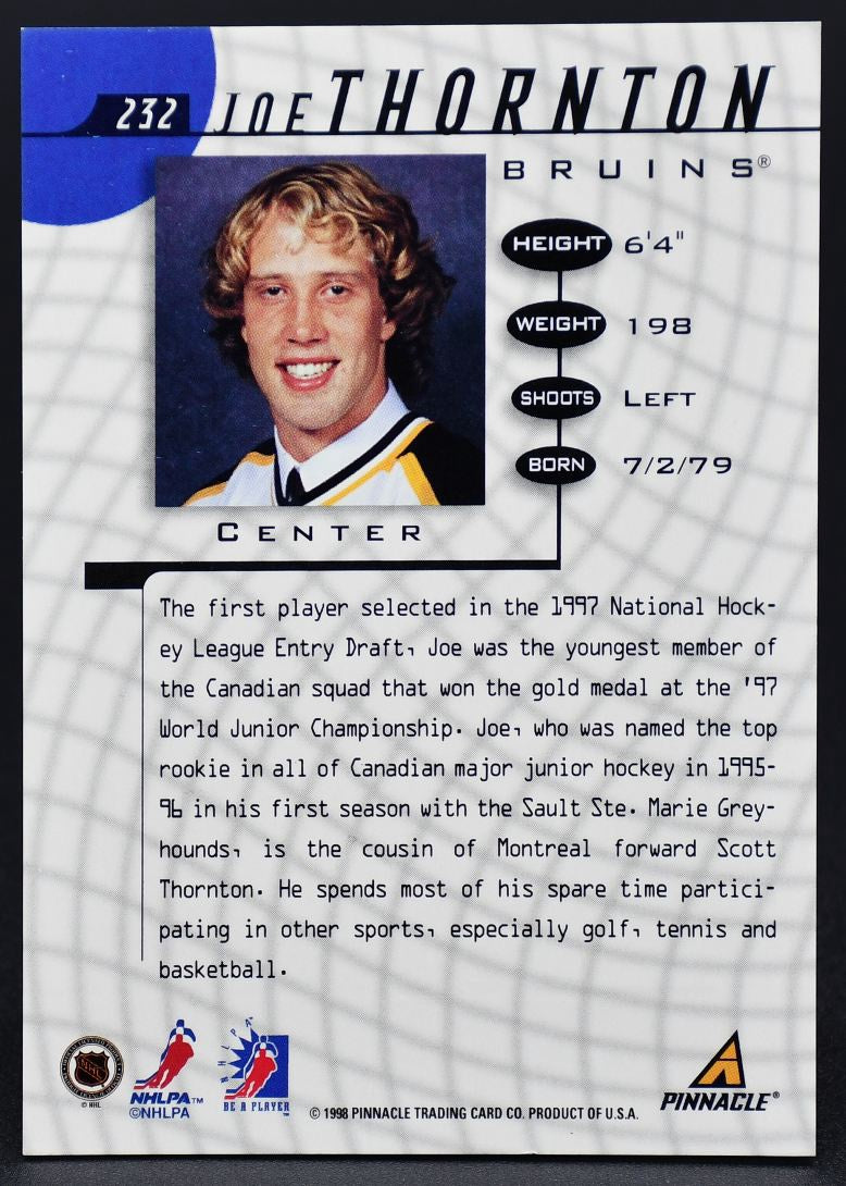1997-98 Pinnacle Be a Player Joe Thornton 232 Auto
