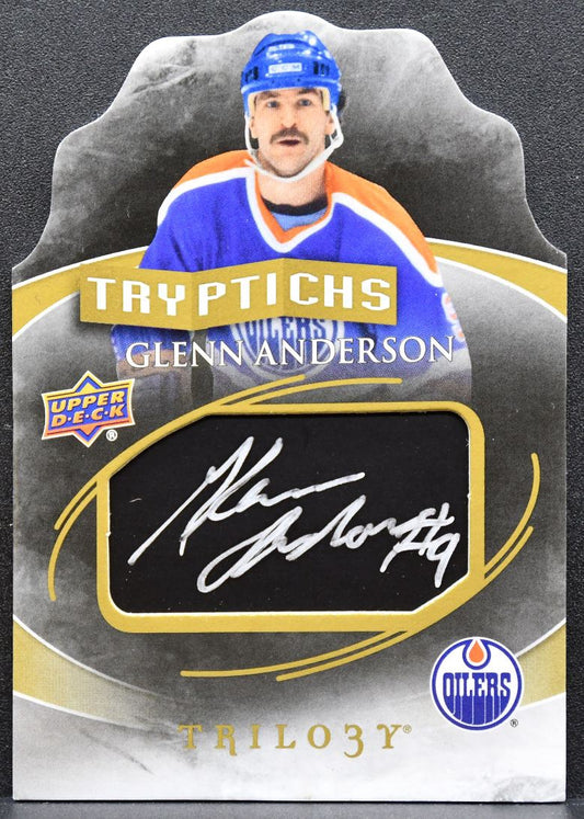 2015-16 Upper Deck Trilogy Tryptichs Glenn Anderson Oilers Auto 27/40 5596
