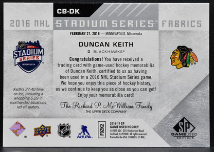 2016-17 SP Game Used 2016 Stadium Series Fabrics Keith Blackhawks Jersey 5081