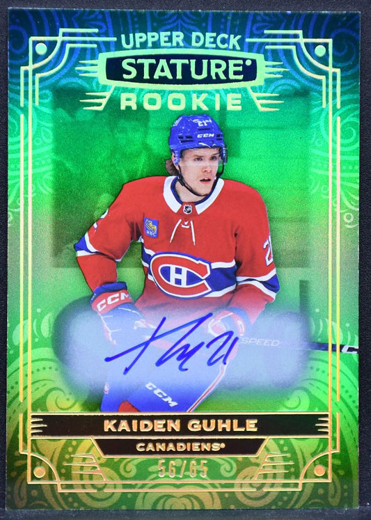 2022-23 UD Stature Rookie Auto Green Guhle 139 Canadiens RC Auto /65 4825