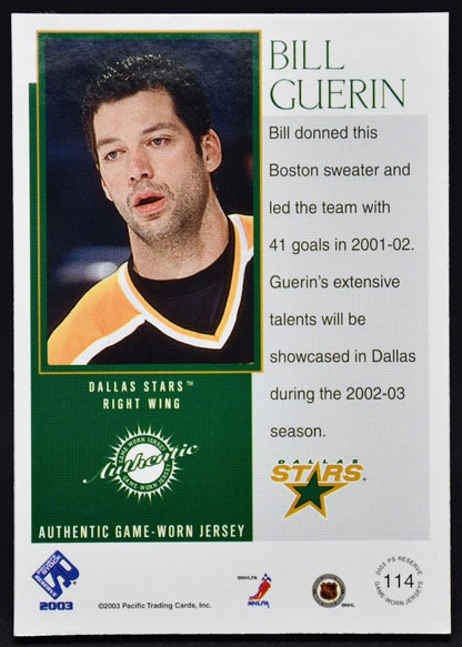 2003-04 Pacific Private Stock Reserve Patches Bill Guerin 114 085/100 Patch