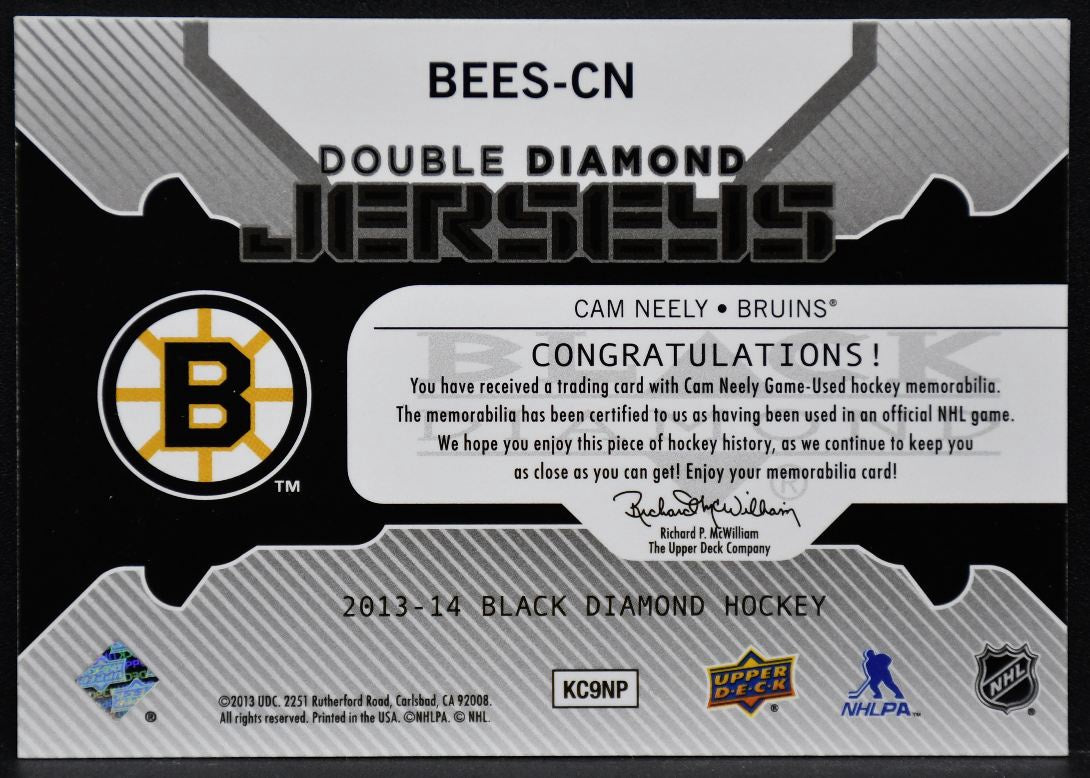 2013-14 UD Black Diamond Double Jerseys Cam Neely BEES-CN Boston Bruins Jersey 3743