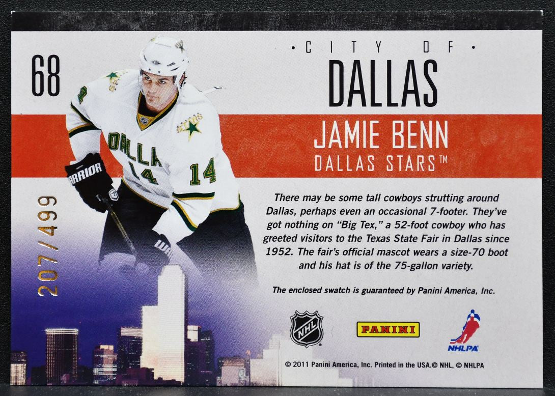 2010-11 Panini Pinnacle City Lights Materials Jamie Benn 207/499 Jersey 5901