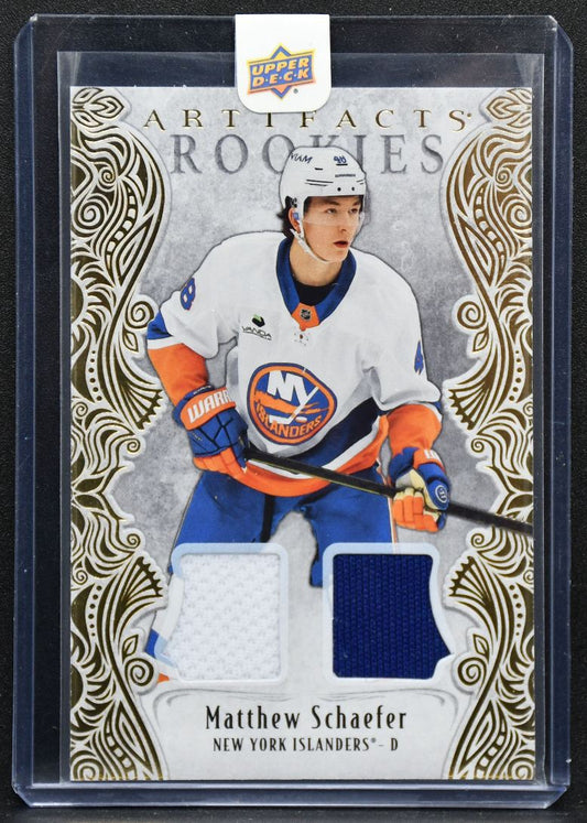 2025-26 UD Artifacts Rookies Gold Material Matthew Schaefer I RC Jersey 3023