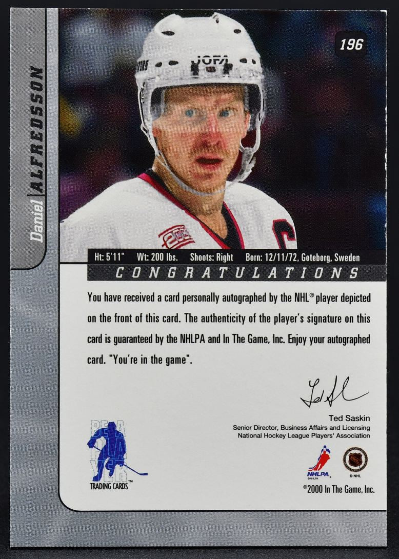 2000-01 UD Be a Player Signature Series Daniel Alfredsson 196 Auto