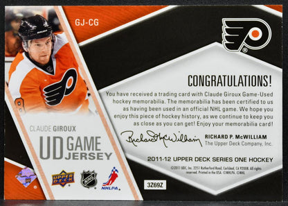 2011-12 Upper Deck Series 1 UD Game Jersey Claude Giroux Flyers Jersey 2204