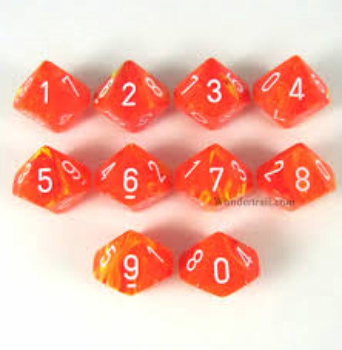 Vortex 10 * D10 Solar / White Chessex Dice (CHX27223)