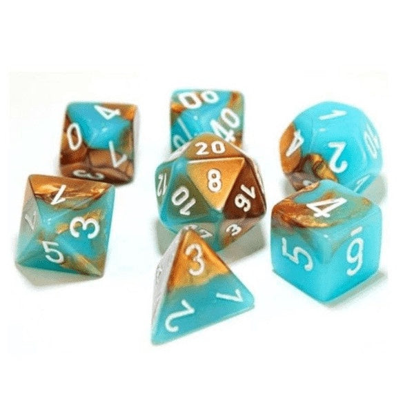 Chessex Gemini 7-Die Set Copper Turquoise / White