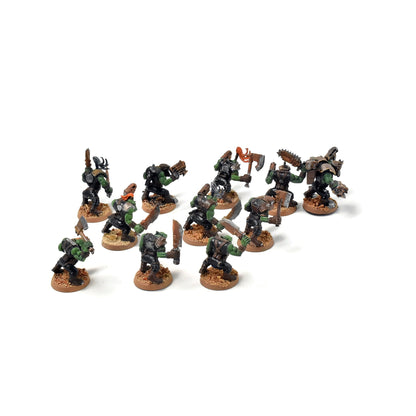 ORKS 10 Ork Boyz With Nob #11 WELL PAINTED 40K