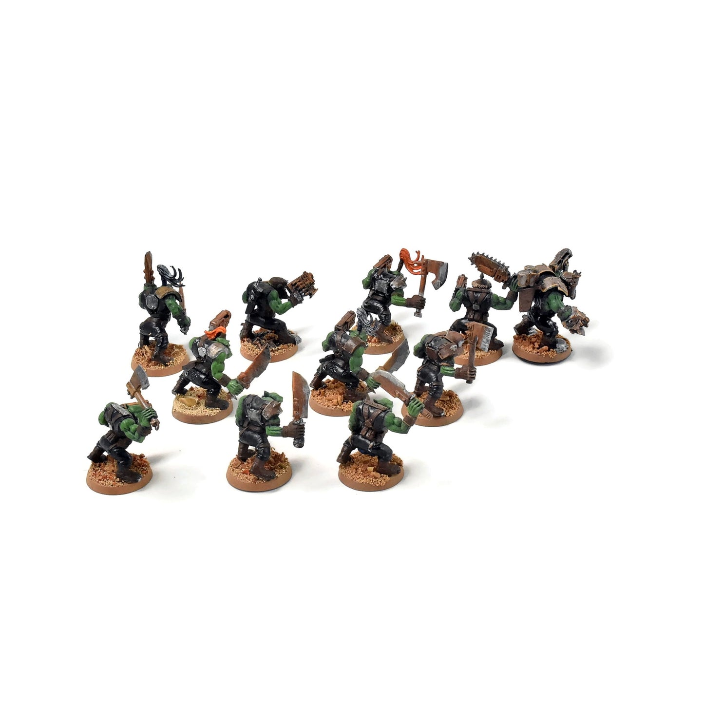 ORKS 10 Ork Boyz With Nob #11 WELL PAINTED 40K