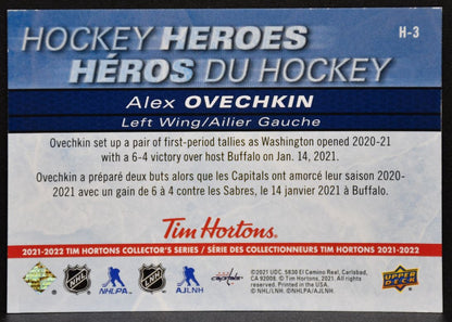 2021-22 UD Tim Hortons Hockey Heroes Alex Ovechkin H-3 Washington Capitals 7177