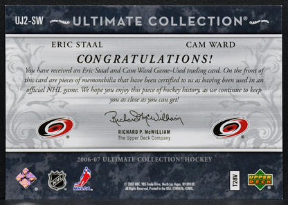 2006-07 UD Ultimate Collection Dual Jerseys Eric Staal/Cam Ward Jersey 7909