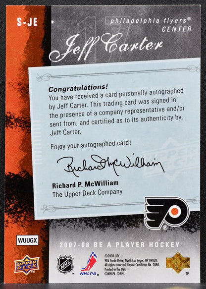 2007-08 Upper Deck Be a Player Signatures Jeff Carter S-JE Flyers Auto 2164