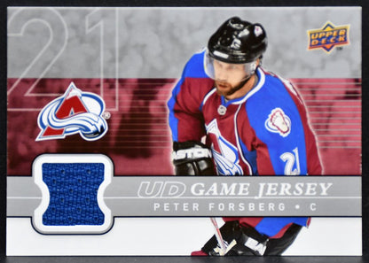 2008-09 UD Series 1 UD Game Jerseys Peter Forsberg GJ-PF Avalanche Jersey 3589