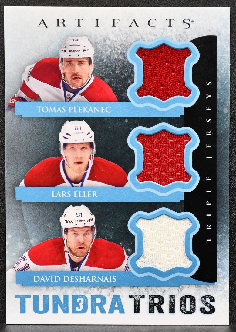 13-14 UD Artifacts Tundra Trios Jerseys Blue Plekanec/Eller/Desharnais Canadiens 3186