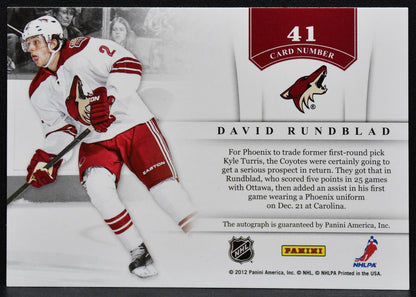 2011-12 Panini Contenders NHL Ink David Rundblad 41 Phoenix Coyotes Auto 1943