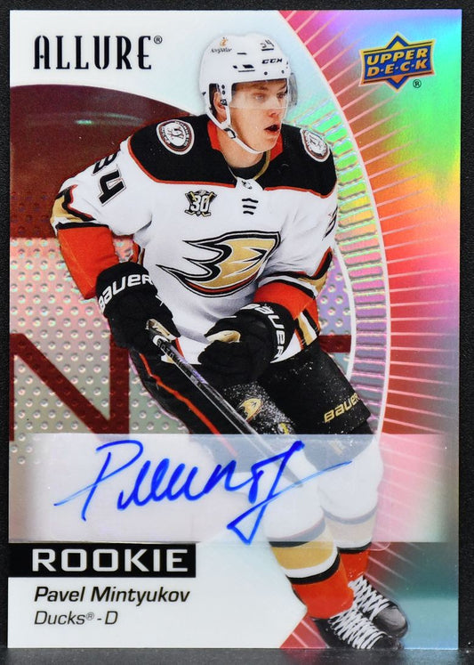 2023-24 UD Allure Red Rainbow - Auto Pavel Mintyukov 126 Anaheim Ducks RC Auto