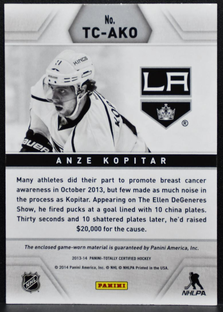 2013-14 Panini Totally Certified Jerseys Red Anze Kopitar Kings Jersey 7713