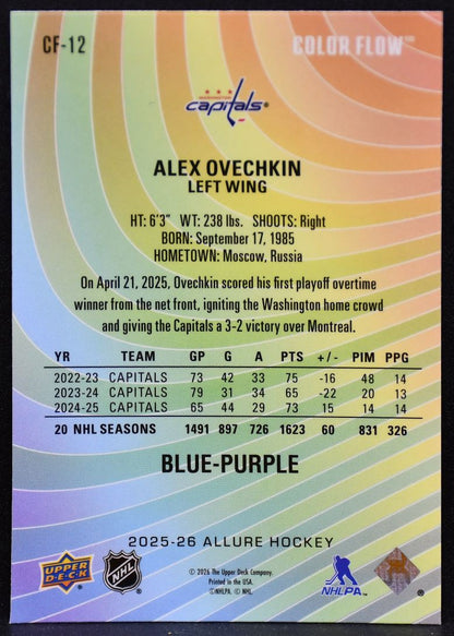 2025-26 UD Allure Color Flow Blue-Purple Alex Ovechkin CF-12 Capitals 4067