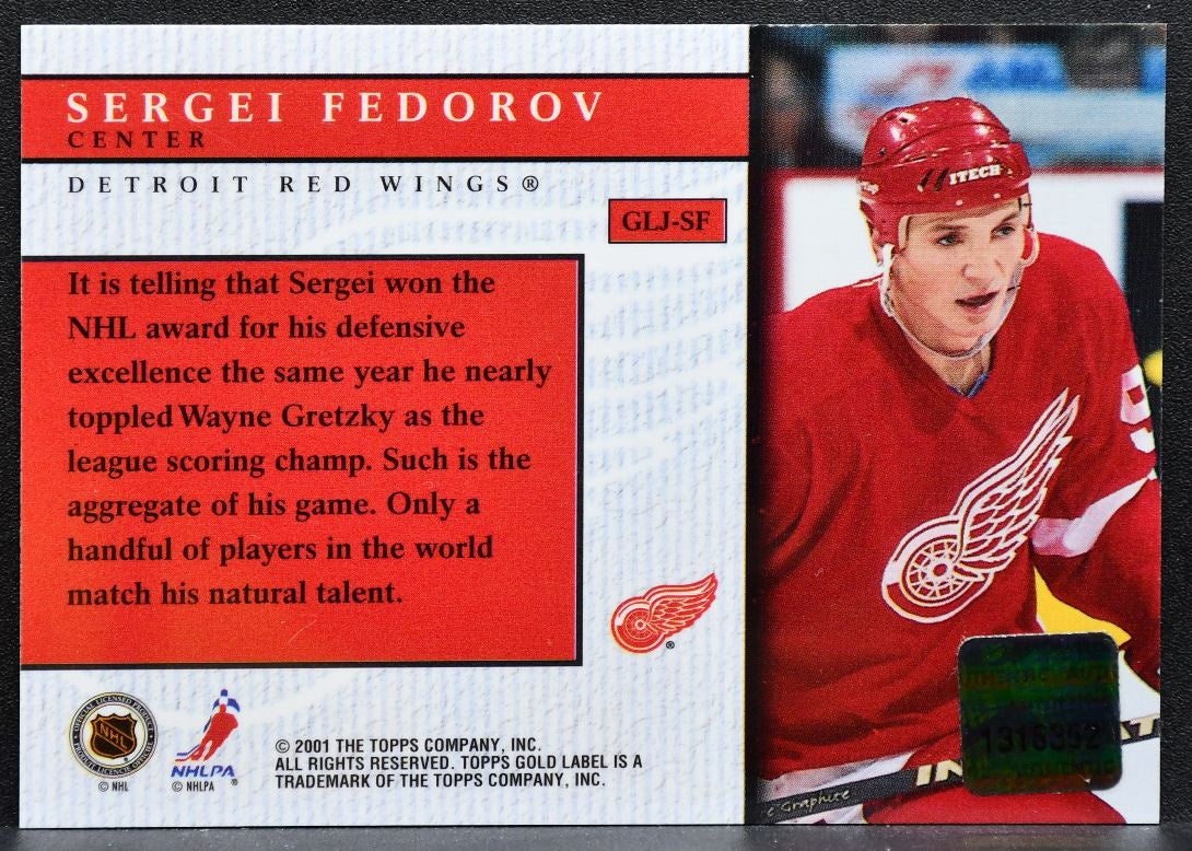 2001-02 Topps Gold Label Jersey Sergei Fedorov Detroit Red Wings Jersey 4867