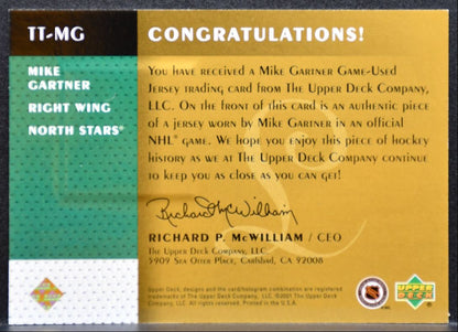2001-02 UD Legends Timeless Tributes Mike Gartner Jersey 9083