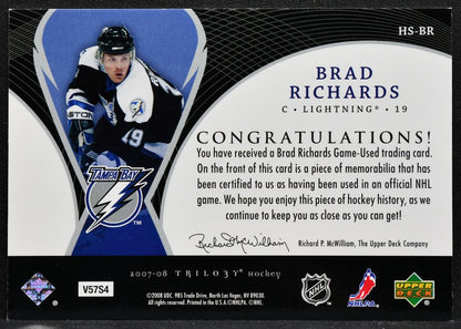 2007-08 UD Trilogy Honorary Swatches Brad Richards HS-BR Lightning Jersey 3377