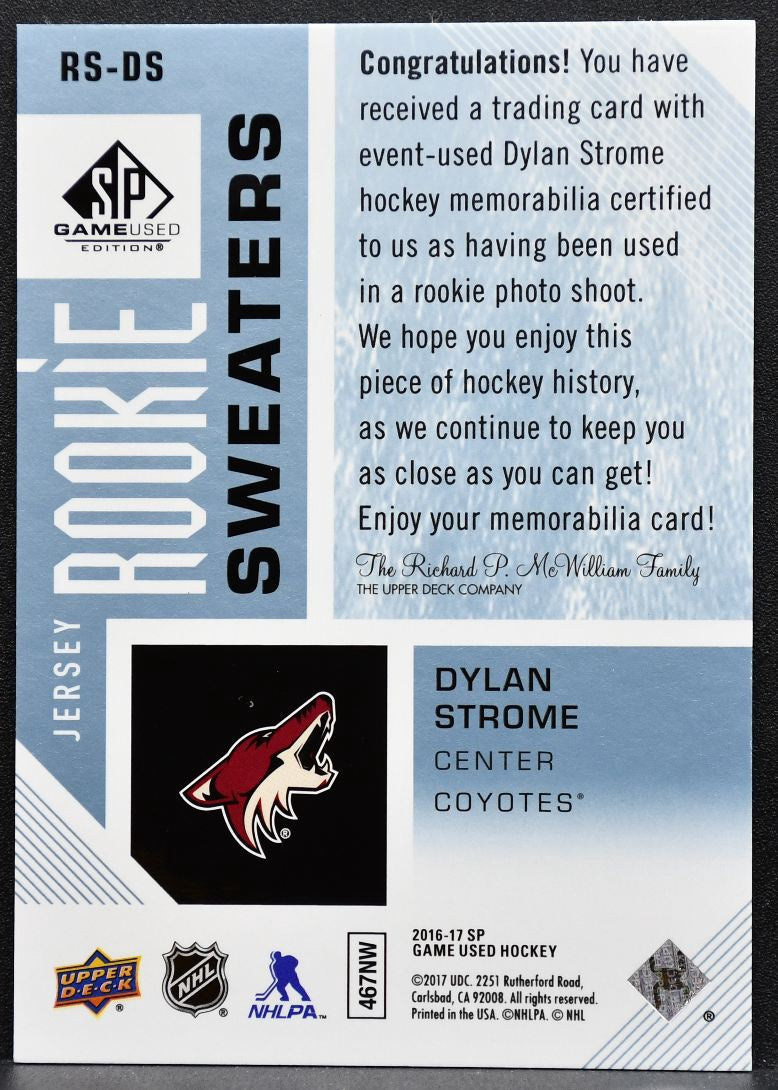 2016-17 SP Game Used Rookie Sweaters Dylan Strome Coyotes RC 058/499 Jersey 4459