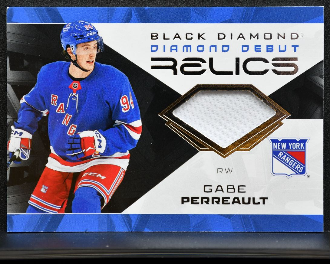 2025-26 UD Black Diamond Debut Relics Gabe Perreault Rangers RC Jersey 0832
