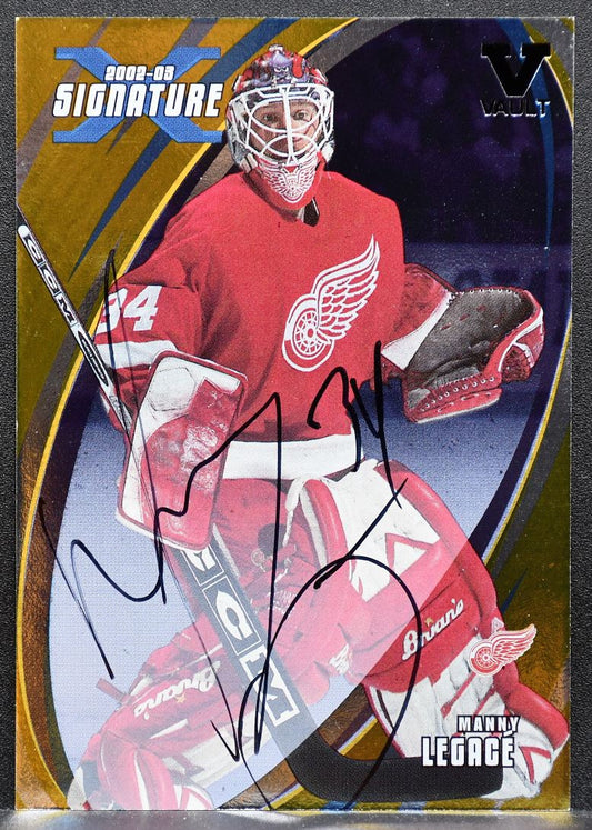 2002-03 Be a Player Signature Series Autos Gold Manny Legace Red Wings Auto 1009