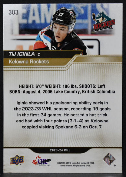 2023-24 Upper Deck CHL High Gloss Stars Tij Iginla 303 Kelowna Rockets 06/10 2746