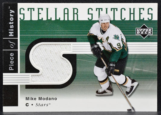 2002-03 UD Piece of History Stellar Stitches Mike Modano SS-MM Stars Jersey 2813