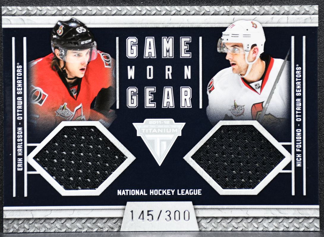 2011-12 Panini Titanium Game Worn Karlsson/Foligno 145/300 Jersey 8434