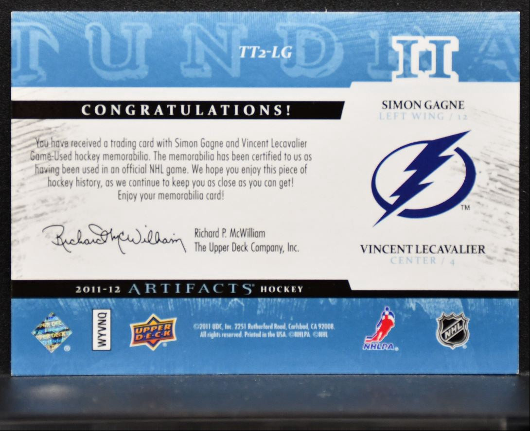 2011-12 UD Artifacts Tundra Tandems Blue Lecavalier/Gagne 090/225 Jersey 5005