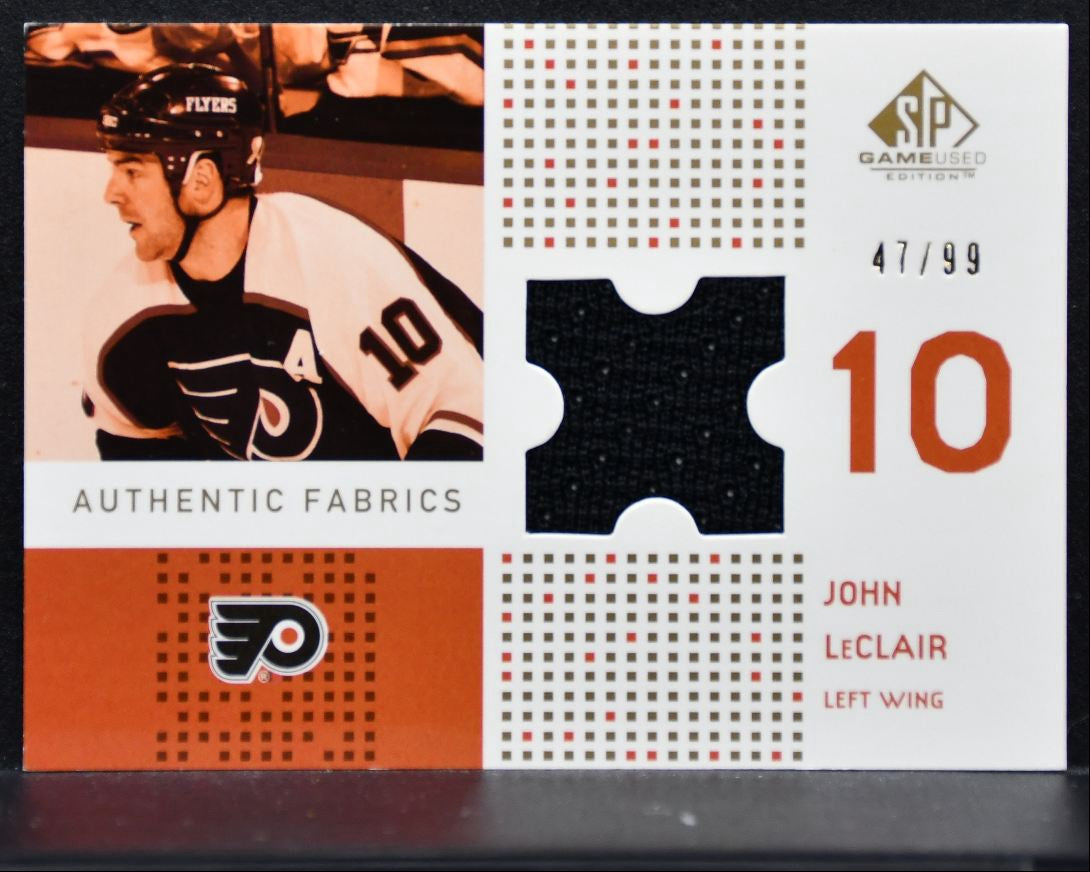 2002-03 SP Game Used Authentic Fabrics Gold John LeClair 47/99 Jersey 3964