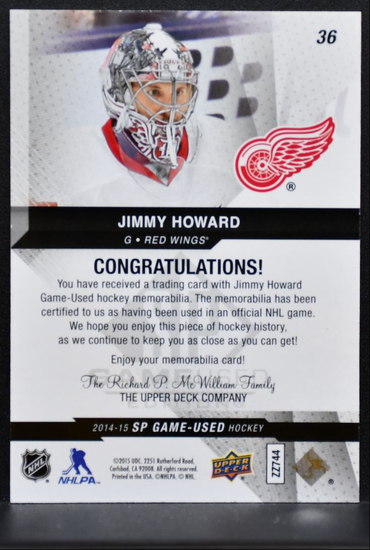 2014-15 SP Game Used Jersey Jimmy Howard 36 Detroit Red Wings Jersey 2073