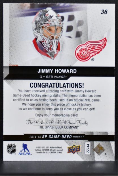 2014-15 SP Game Used Jersey Jimmy Howard 36 Detroit Red Wings Jersey 2073