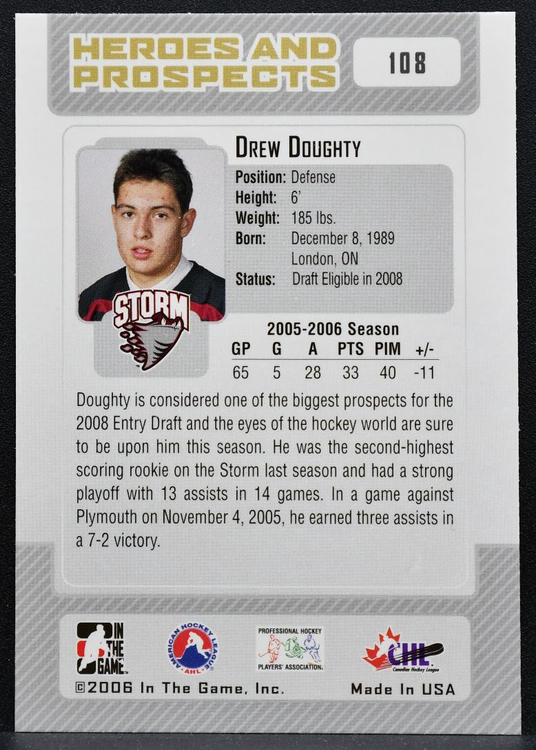 2006-07 In The Game Heroes and Prospects Drew Doughty 108 Guelph Storm 7894