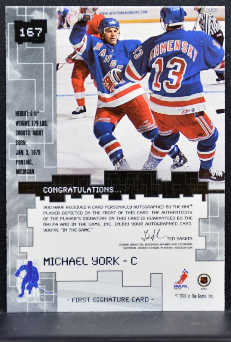 1999-100 In The Game Millenium Signature Series Auto Mike York Rangers Auto 2769
