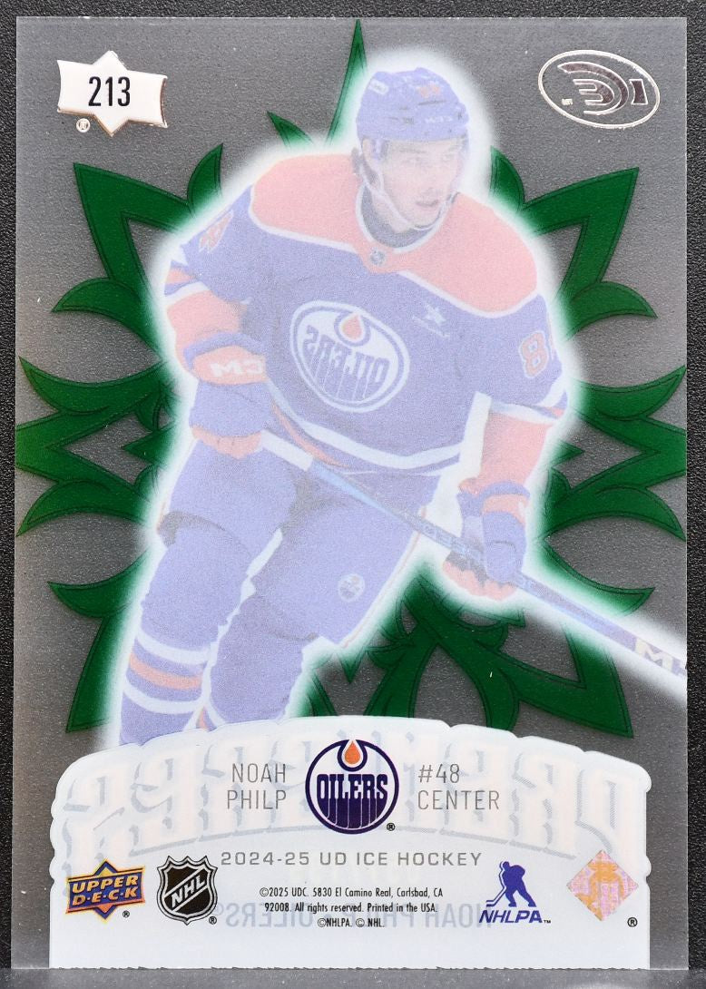 2024-25 Upper Deck Ice Premieres Green Noah Philip 213 Oilers RC 57/199 9850
