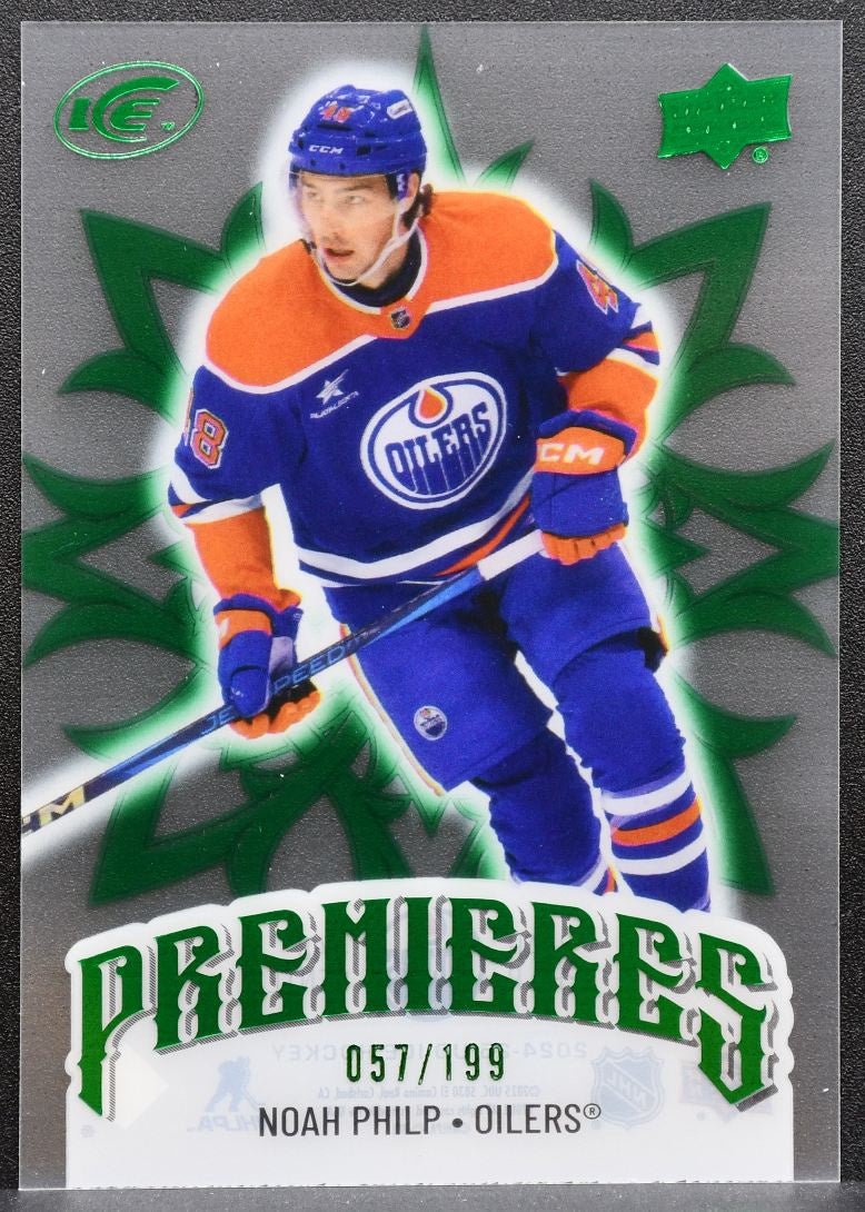 2024-25 Upper Deck Ice Premieres Green Noah Philip 213 Oilers RC 57/199 9850