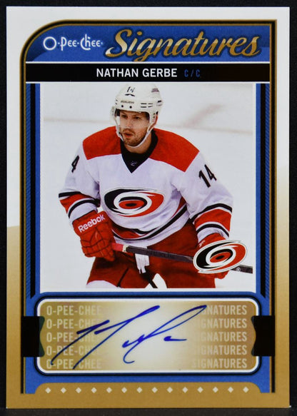 2014-15 O-Pee-Chee Signatures Nathan Gerbe S-NG Carolina Hurricanes Auto 5866