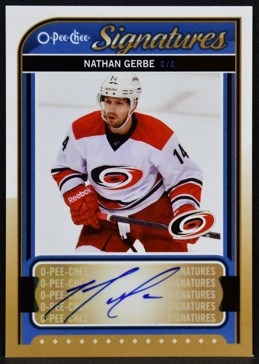 2014-15 O-Pee-Chee Signatures Nathan Gerbe S-NG Carolina Hurricanes Auto 5866