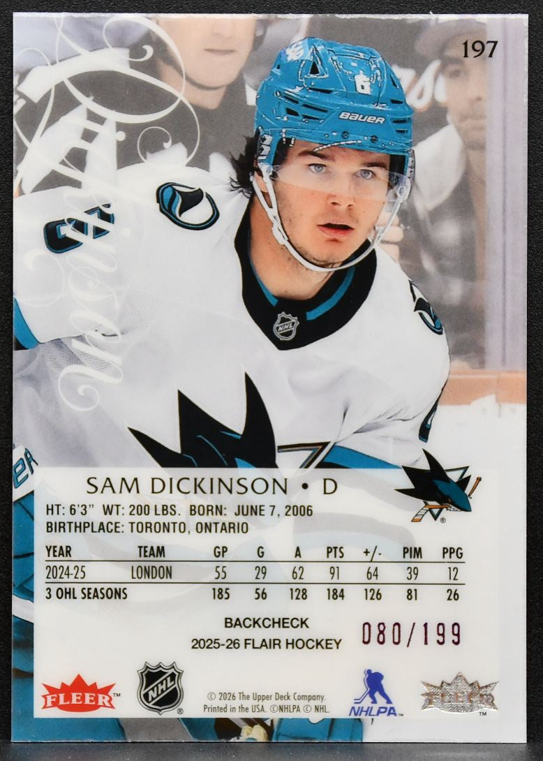 2025-26 Flair Image C Variant Sam Dickinson 197 San Jose Sharks 080/199 4667