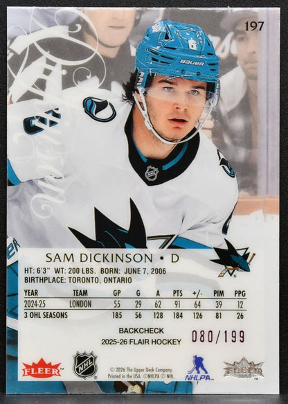 2025-26 Flair Image C Variant Sam Dickinson 197 San Jose Sharks 080/199 4667